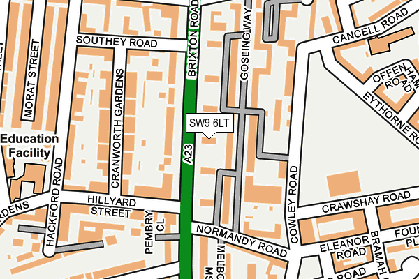 SW9 6LT map - OS OpenMap – Local (Ordnance Survey)
