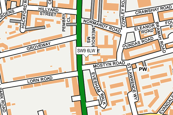 SW9 6LW map - OS OpenMap – Local (Ordnance Survey)