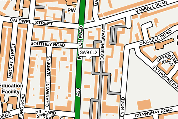 SW9 6LX map - OS OpenMap – Local (Ordnance Survey)