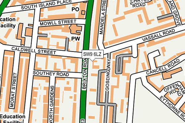 SW9 6LZ map - OS OpenMap – Local (Ordnance Survey)