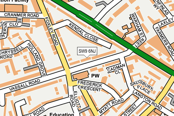 SW9 6NJ map - OS OpenMap – Local (Ordnance Survey)