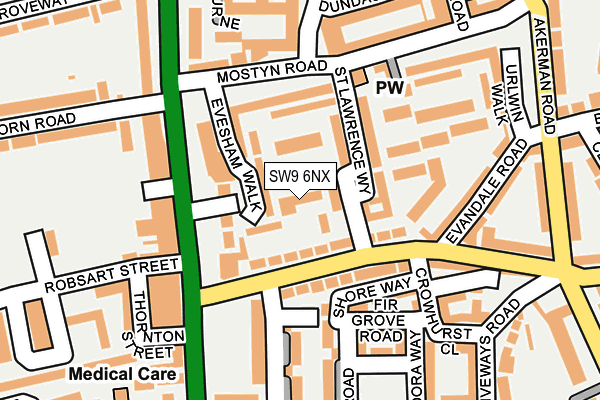 SW9 6NX map - OS OpenMap – Local (Ordnance Survey)