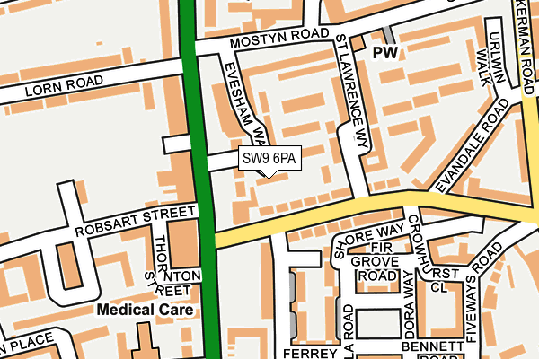 SW9 6PA map - OS OpenMap – Local (Ordnance Survey)