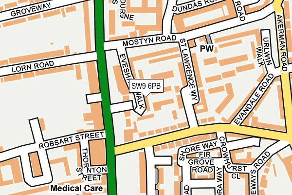 SW9 6PB map - OS OpenMap – Local (Ordnance Survey)