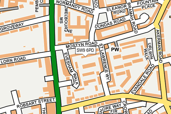 SW9 6PD map - OS OpenMap – Local (Ordnance Survey)