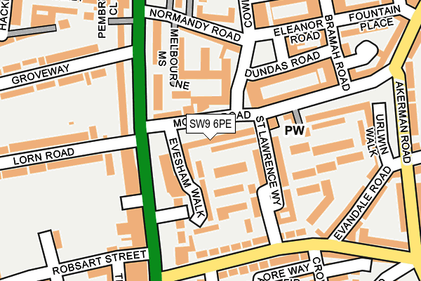 SW9 6PE map - OS OpenMap – Local (Ordnance Survey)