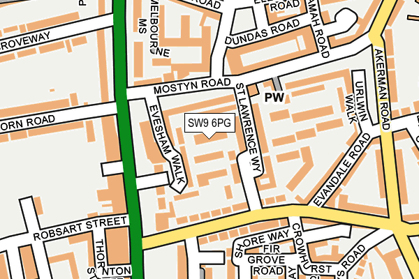 SW9 6PG map - OS OpenMap – Local (Ordnance Survey)