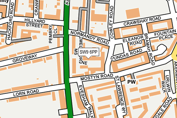 SW9 6PP map - OS OpenMap – Local (Ordnance Survey)