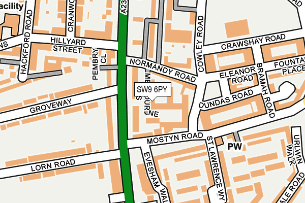 SW9 6PY map - OS OpenMap – Local (Ordnance Survey)