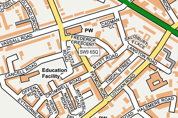 SW9 6SQ map - OS OpenMap – Local (Ordnance Survey)