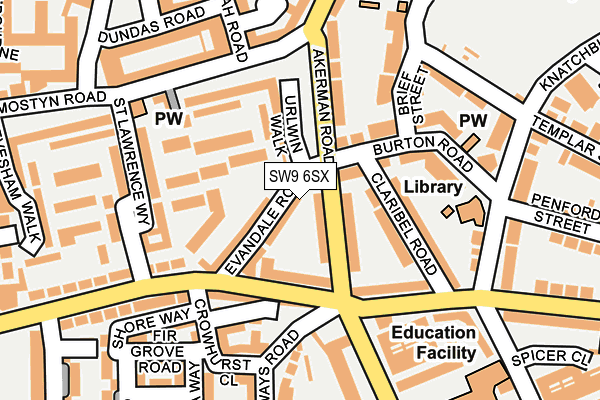 SW9 6SX map - OS OpenMap – Local (Ordnance Survey)
