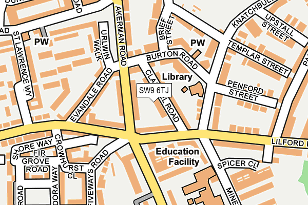 SW9 6TJ map - OS OpenMap – Local (Ordnance Survey)