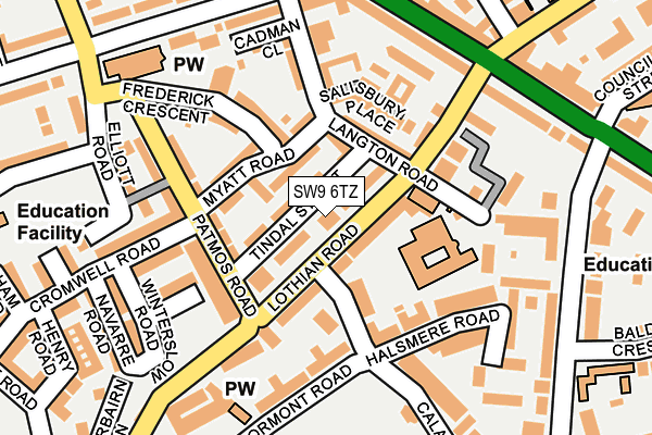 SW9 6TZ map - OS OpenMap – Local (Ordnance Survey)