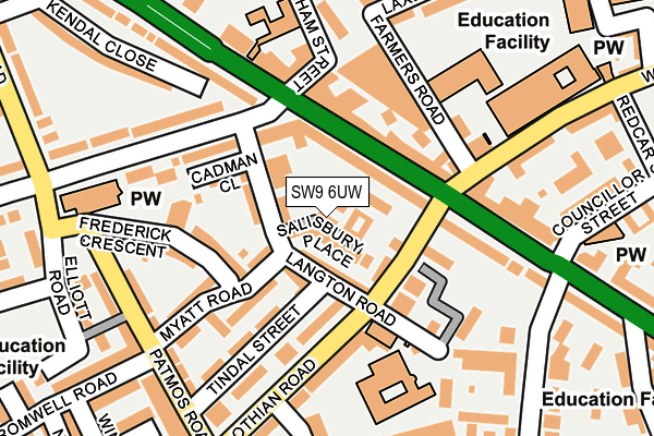 SW9 6UW map - OS OpenMap – Local (Ordnance Survey)