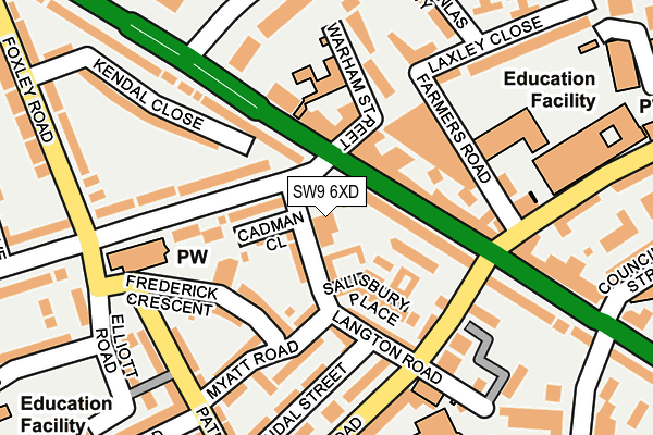 SW9 6XD map - OS OpenMap – Local (Ordnance Survey)