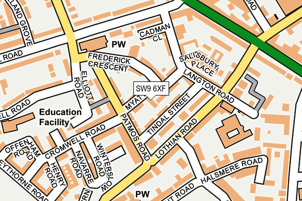 SW9 6XF map - OS OpenMap – Local (Ordnance Survey)