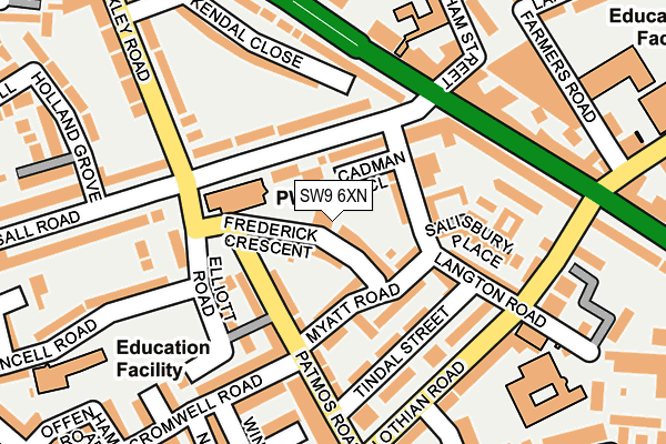 SW9 6XN map - OS OpenMap – Local (Ordnance Survey)