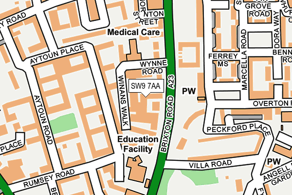 SW9 7AA map - OS OpenMap – Local (Ordnance Survey)