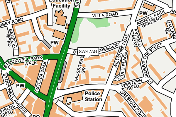 SW9 7AG map - OS OpenMap – Local (Ordnance Survey)