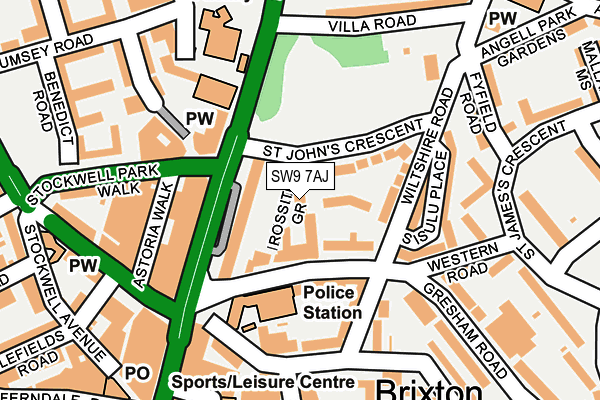 SW9 7AJ map - OS OpenMap – Local (Ordnance Survey)