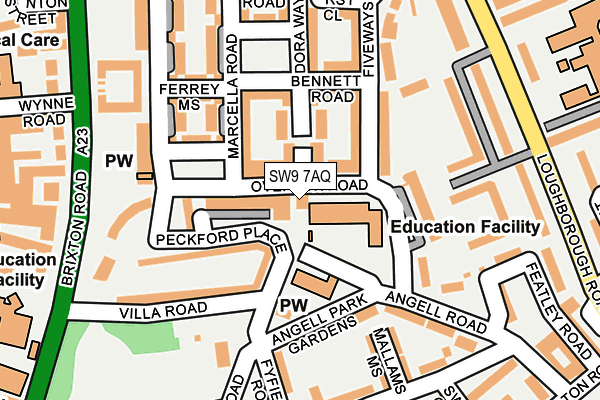 SW9 7AQ map - OS OpenMap – Local (Ordnance Survey)