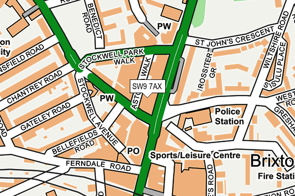 SW9 7AX map - OS OpenMap – Local (Ordnance Survey)