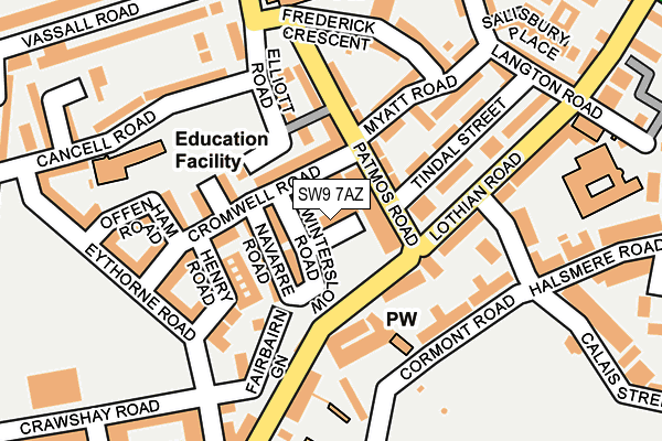 SW9 7AZ map - OS OpenMap – Local (Ordnance Survey)