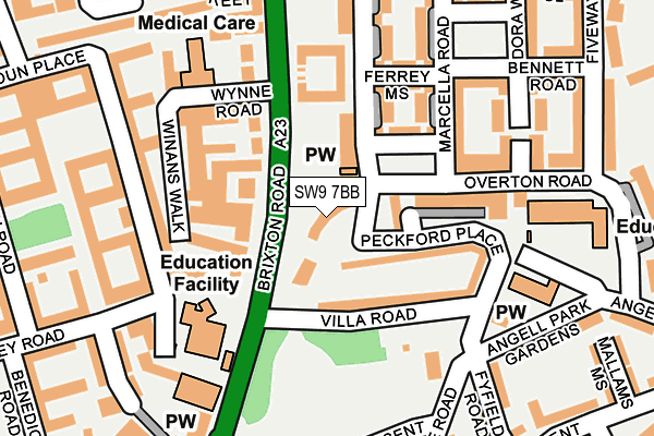 SW9 7BB map - OS OpenMap – Local (Ordnance Survey)