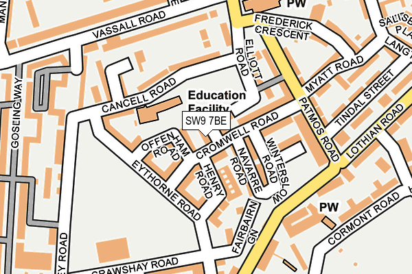 SW9 7BE map - OS OpenMap – Local (Ordnance Survey)