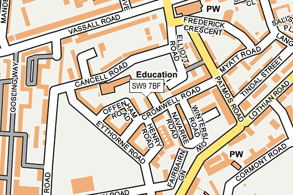 SW9 7BF map - OS OpenMap – Local (Ordnance Survey)