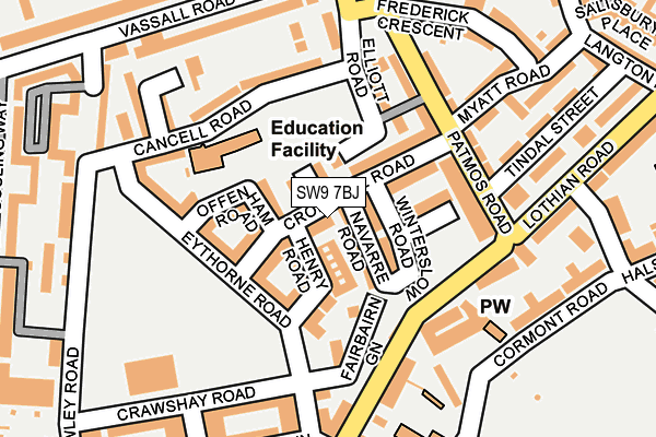 SW9 7BJ map - OS OpenMap – Local (Ordnance Survey)