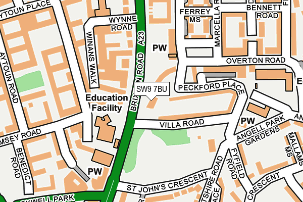 SW9 7BU map - OS OpenMap – Local (Ordnance Survey)