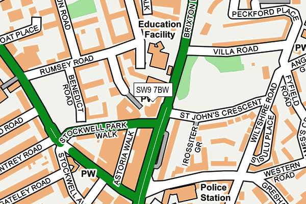 SW9 7BW map - OS OpenMap – Local (Ordnance Survey)