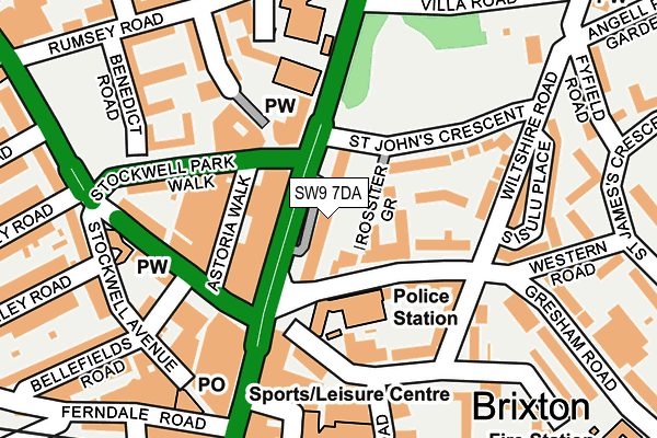 SW9 7DA map - OS OpenMap – Local (Ordnance Survey)