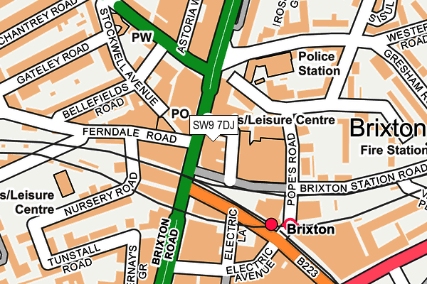 SW9 7DJ map - OS OpenMap – Local (Ordnance Survey)