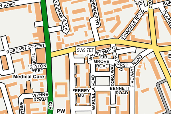 SW9 7ET map - OS OpenMap – Local (Ordnance Survey)