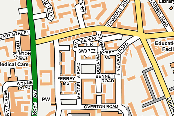 SW9 7EZ map - OS OpenMap – Local (Ordnance Survey)