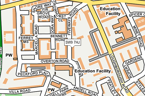 SW9 7HJ map - OS OpenMap – Local (Ordnance Survey)