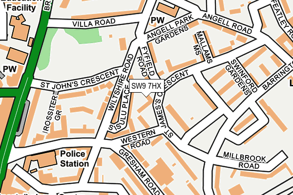 SW9 7HX map - OS OpenMap – Local (Ordnance Survey)