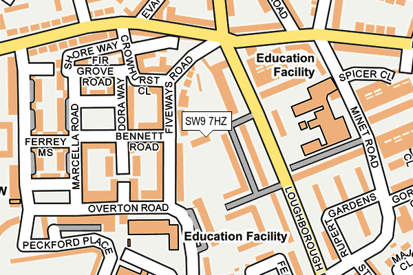 SW9 7HZ map - OS OpenMap – Local (Ordnance Survey)