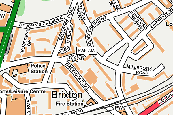 SW9 7JA map - OS OpenMap – Local (Ordnance Survey)