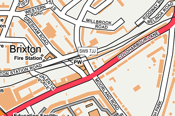 SW9 7JJ map - OS OpenMap – Local (Ordnance Survey)