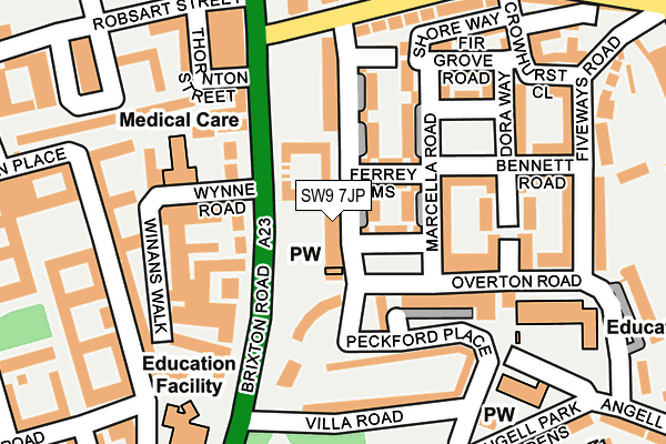 SW9 7JP map - OS OpenMap – Local (Ordnance Survey)