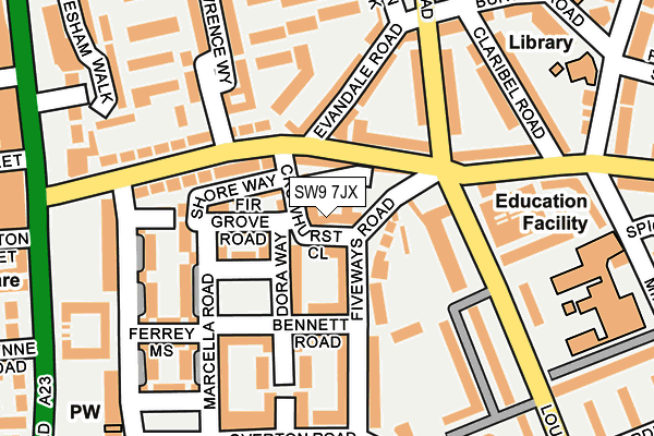 SW9 7JX map - OS OpenMap – Local (Ordnance Survey)