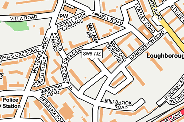 SW9 7JZ map - OS OpenMap – Local (Ordnance Survey)