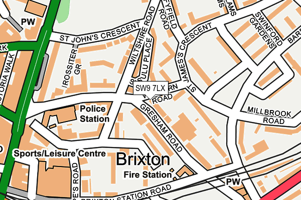 SW9 7LX map - OS OpenMap – Local (Ordnance Survey)