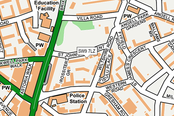 SW9 7LZ map - OS OpenMap – Local (Ordnance Survey)