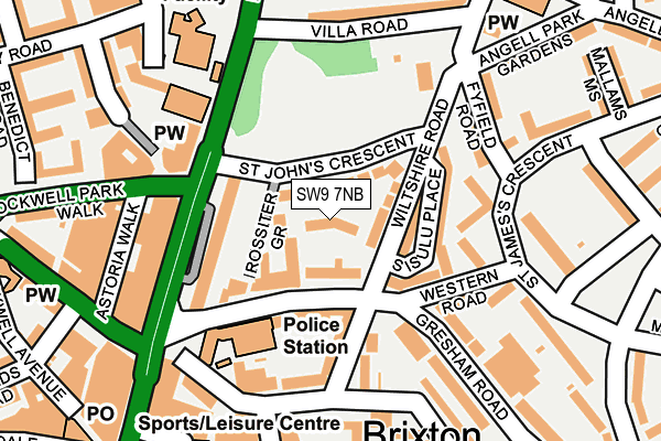 SW9 7NB map - OS OpenMap – Local (Ordnance Survey)