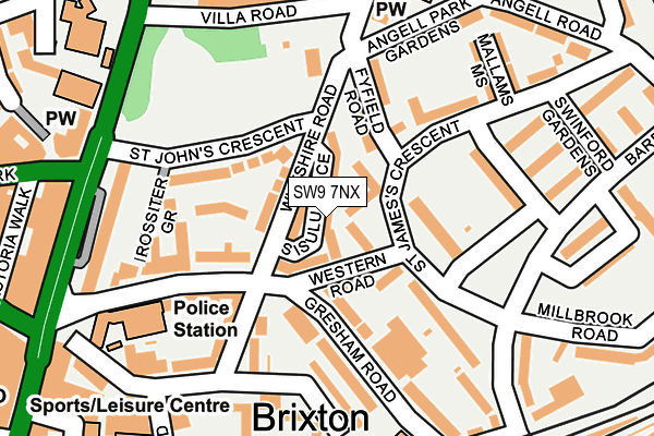 SW9 7NX map - OS OpenMap – Local (Ordnance Survey)