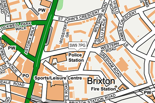 SW9 7PG map - OS OpenMap – Local (Ordnance Survey)